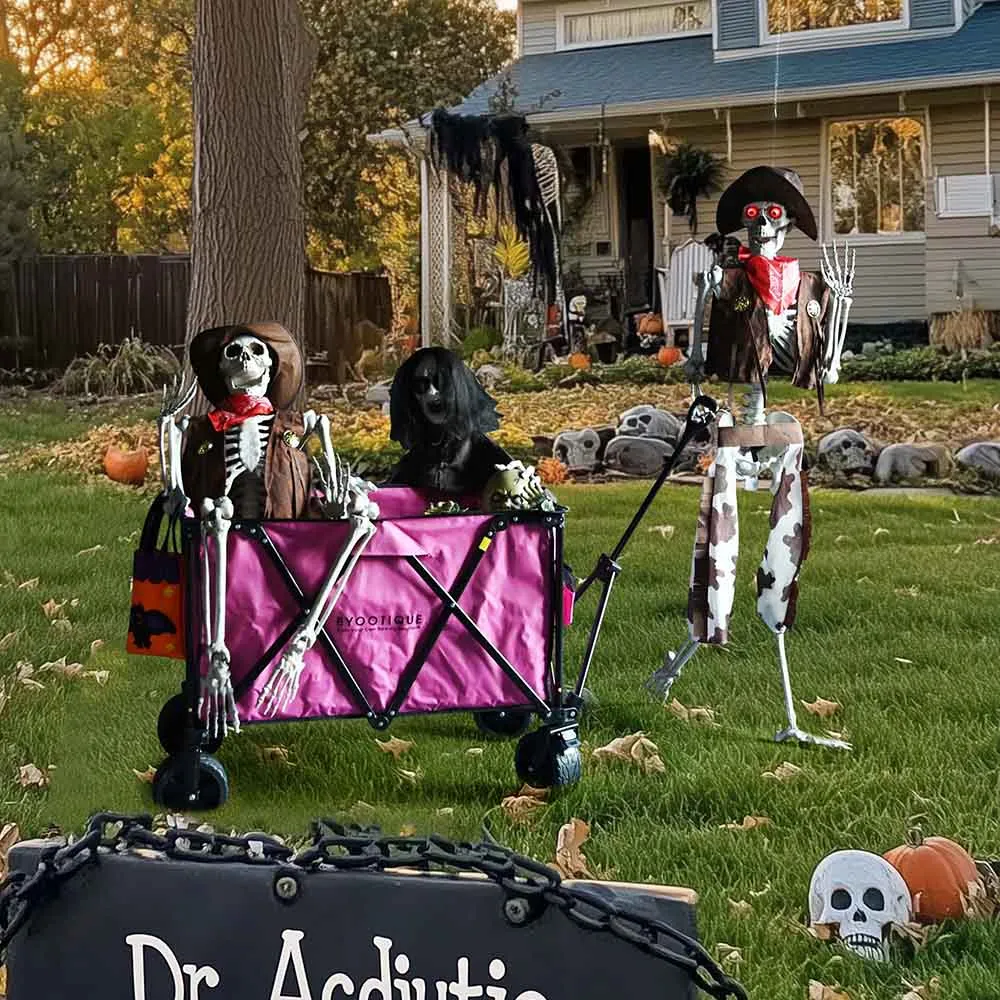 5.4ft Life Size Halloween Cowboy Skeleton Yard Display