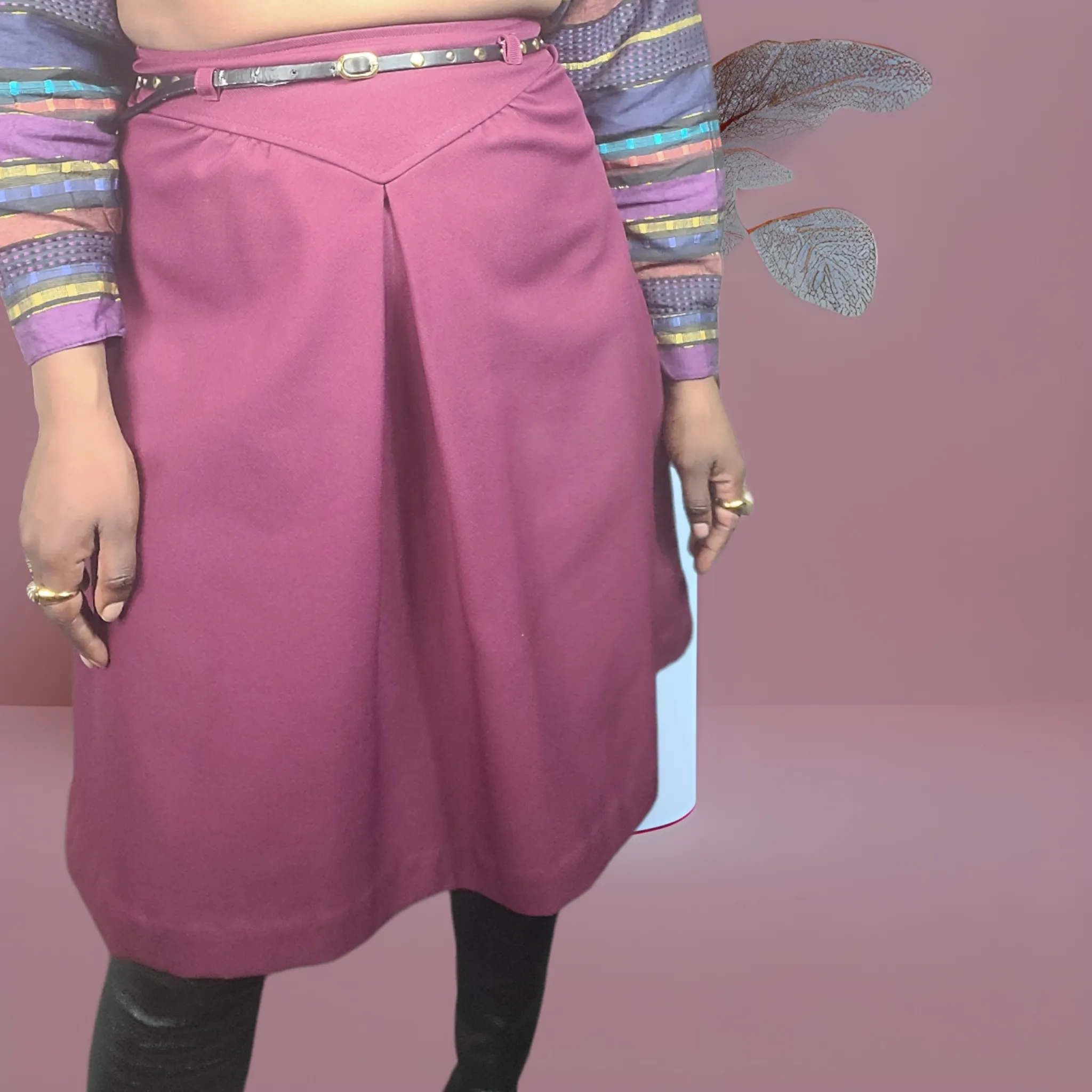 70s Yolk Skirt, Highwaist A Line Skirt