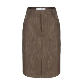 A-line Leather Skirt in Brown