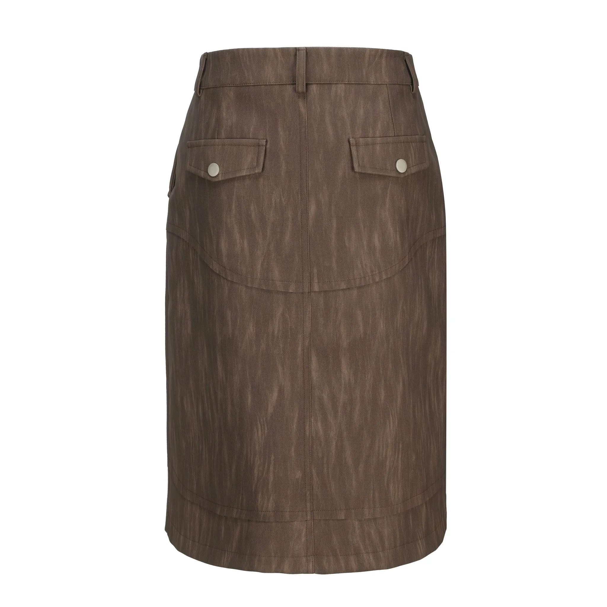 A-line Leather Skirt in Brown