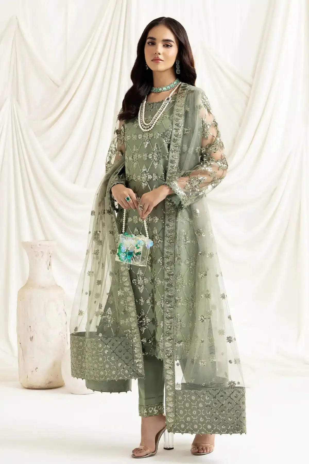 Alizeh | Dua Formals 23 | DUA-V02D02B-ALARA(PISTACHIO)