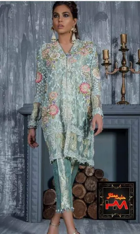 Annus Abrar Net & Organza Dresses - Embroidered Net Dupatta - Replica - Unstitched