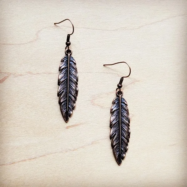 Antique Copper Feather Earrings - The Jewelry Junkie