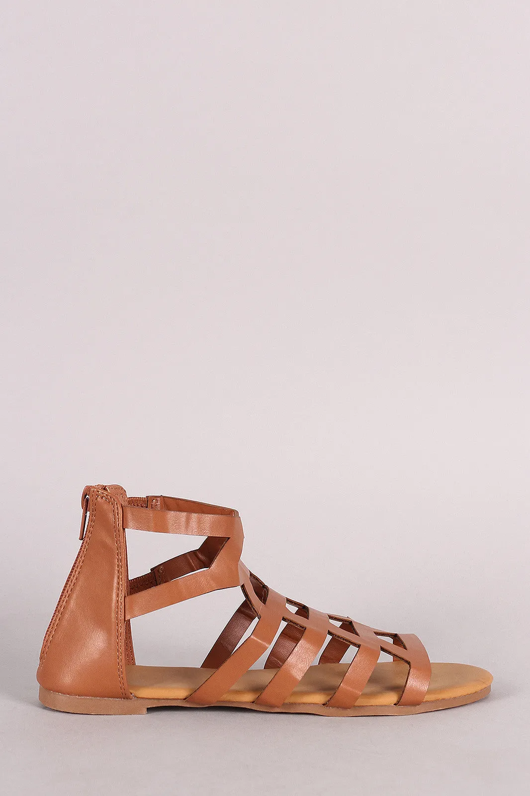 Bamboo Caged Cutout Gladiator Flat Sandal