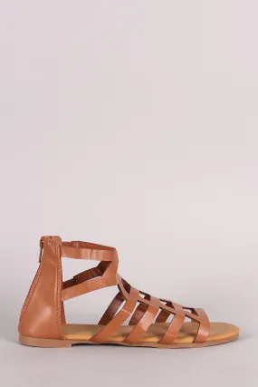 Bamboo Caged Cutout Gladiator Flat Sandal