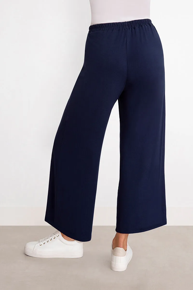 Bamboo Wide Leg Ankle Pant | Sapphire