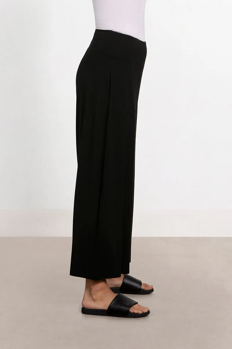 Bamboo Wide Leg Crop | Black