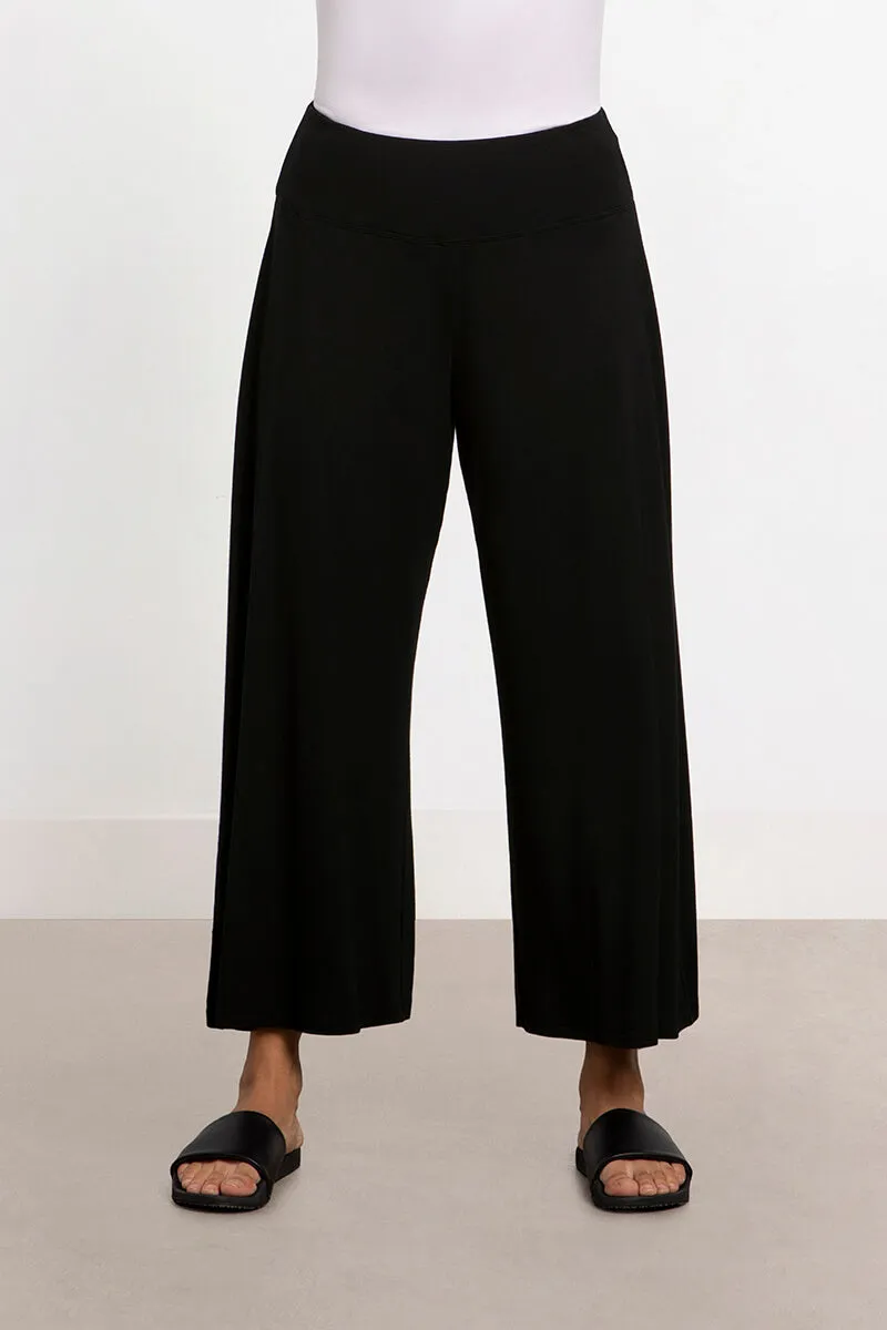 Bamboo Wide Leg Crop | Black