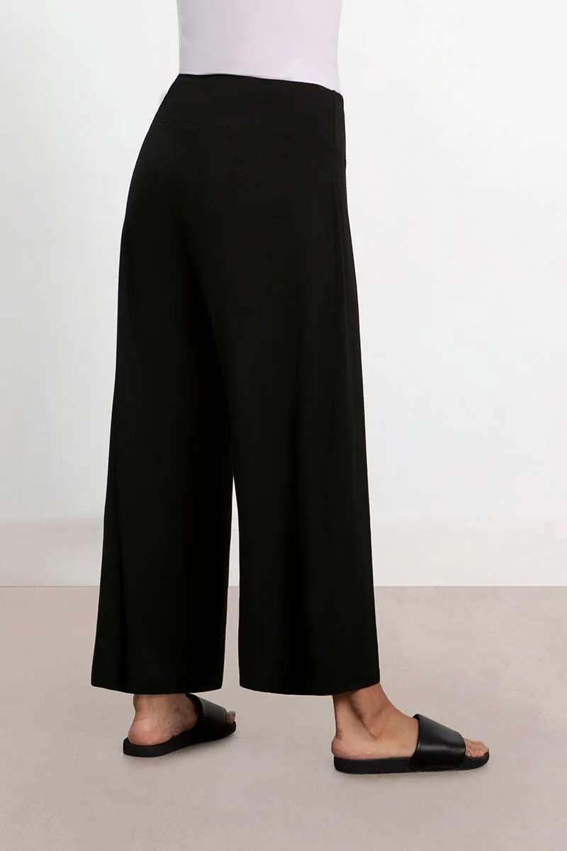 Bamboo Wide Leg Crop | Black