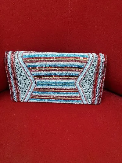 Beaded clutch, natural elements, beads, stones- hand made.