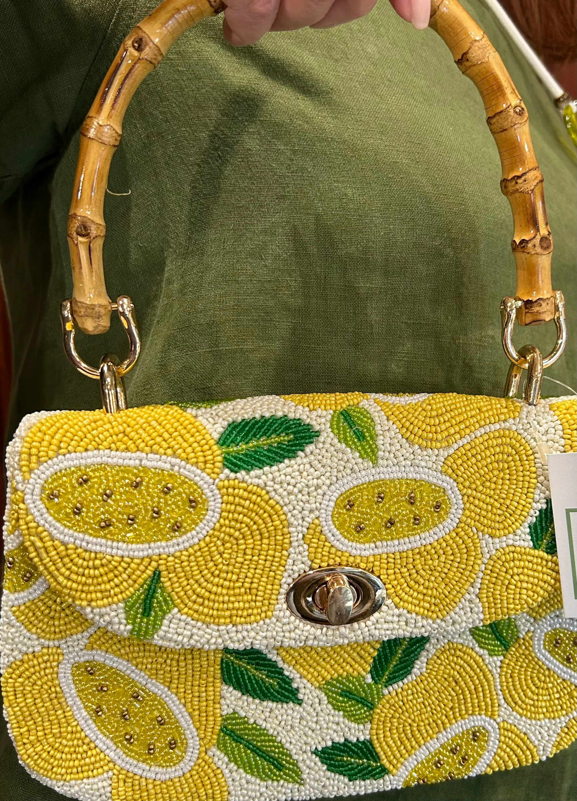 BEADED LEMON BAMBOO BAG