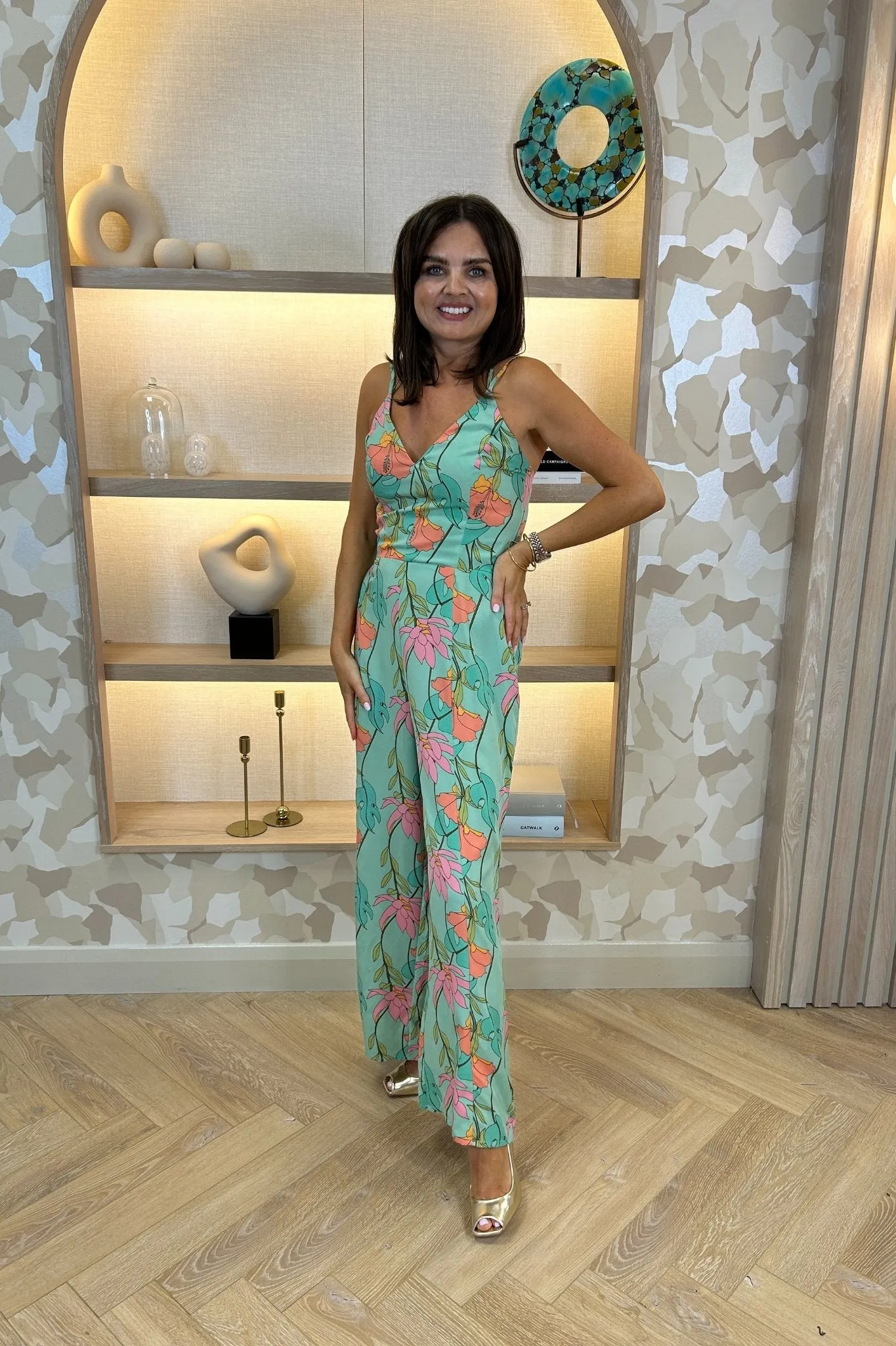 Becca Jumpsuit in Green Floral