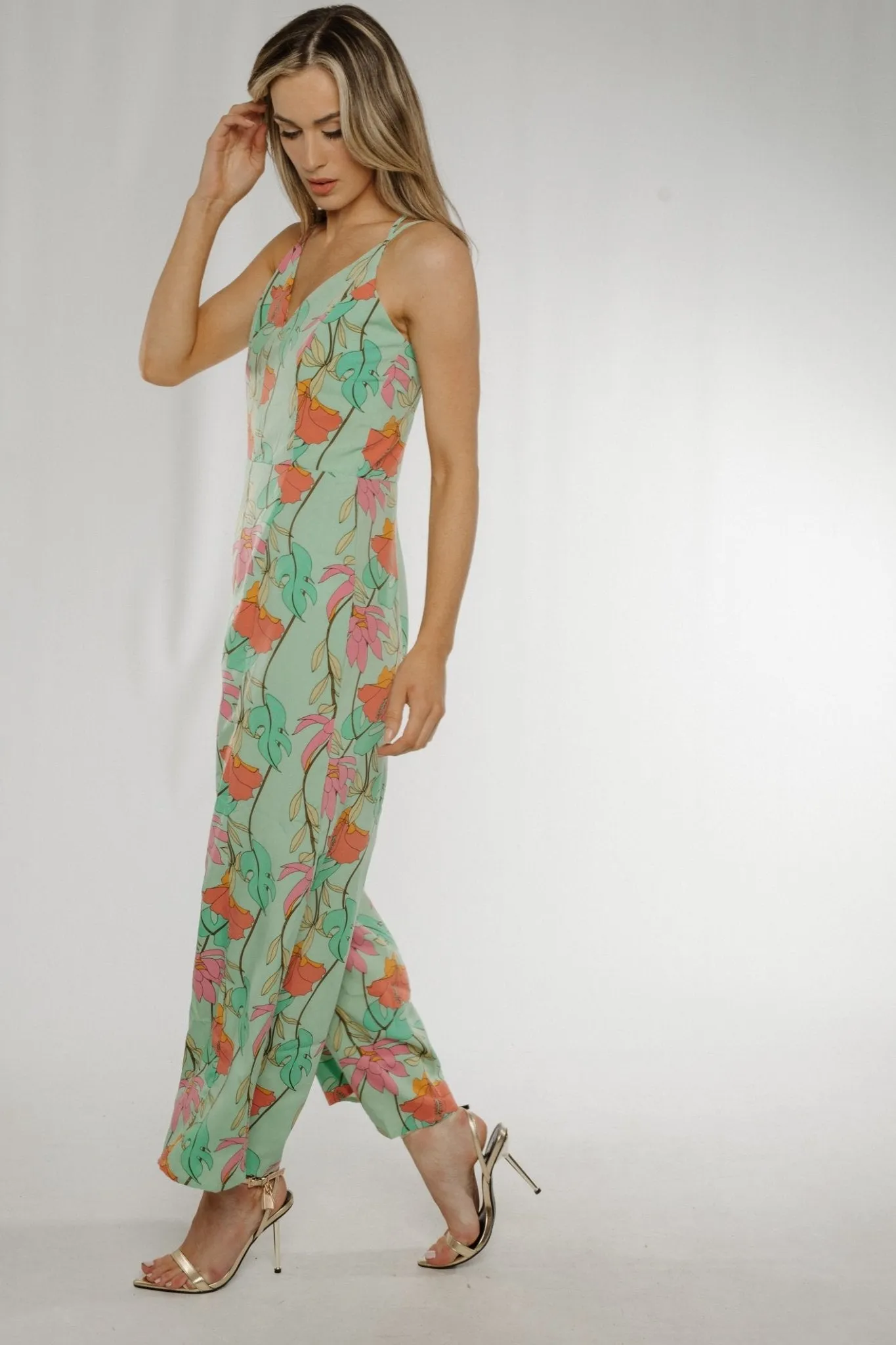 Becca Jumpsuit in Green Floral