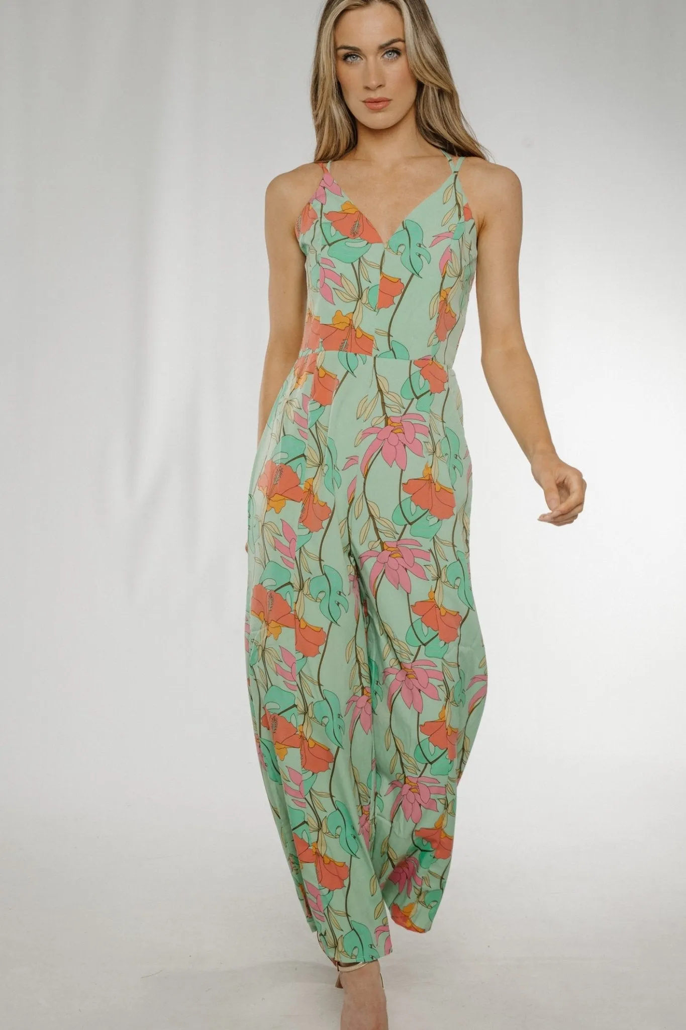 Becca Jumpsuit in Green Floral