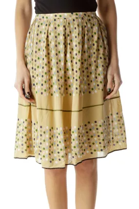 Beige Flared Polka-Dot Skirt