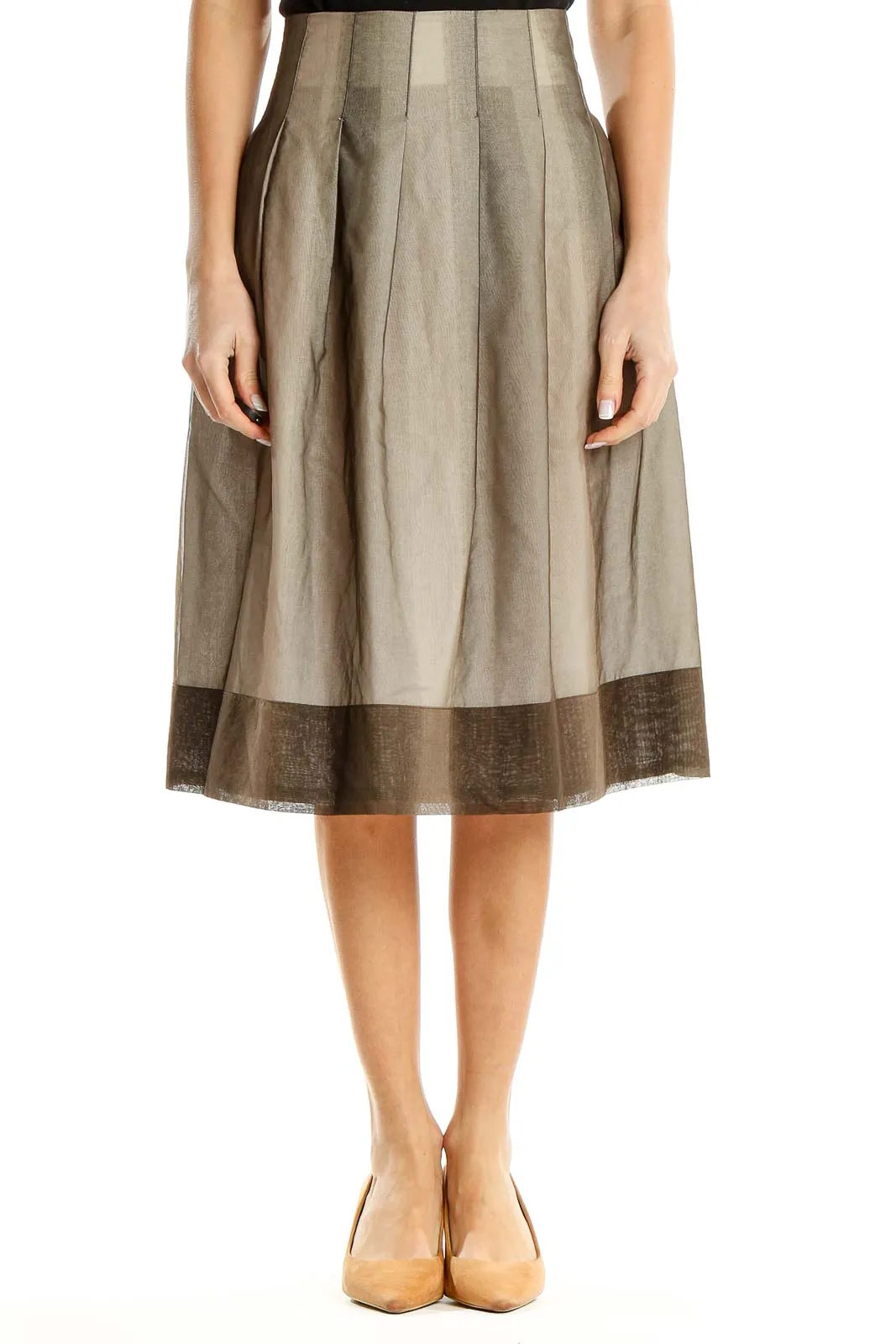 Beige Retro Flared Skirt