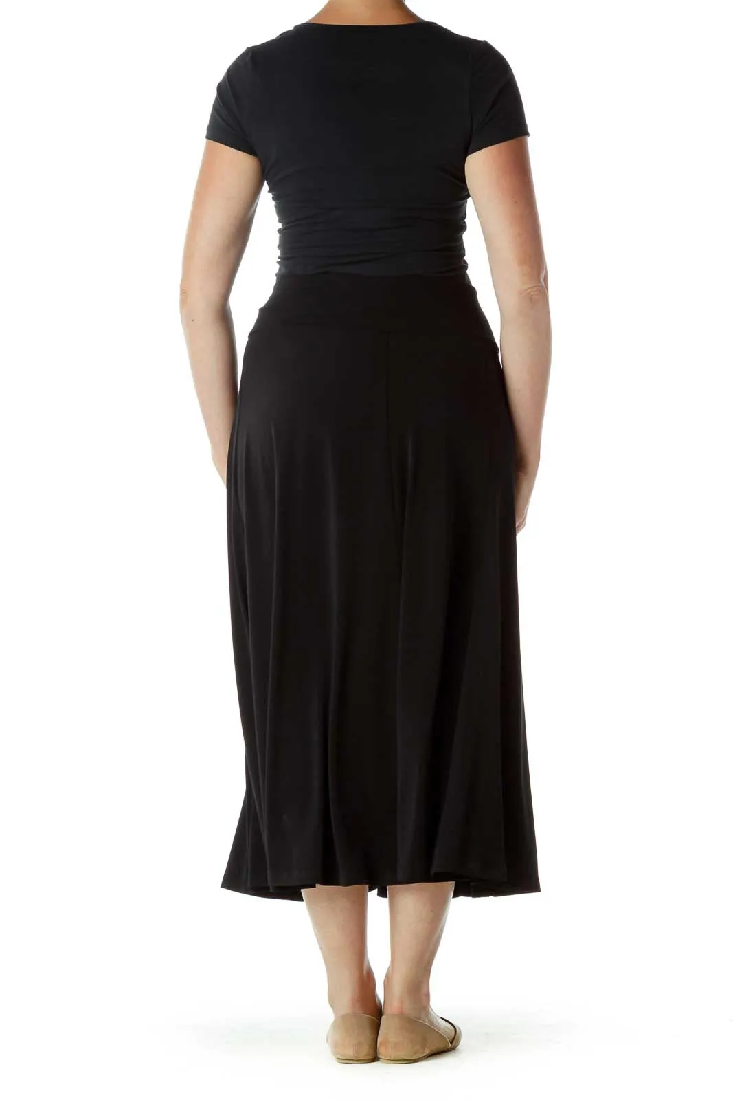 Black A-Line Midi Skirt