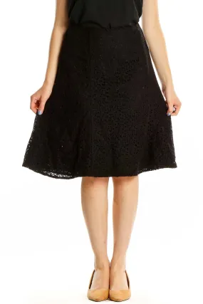 Black Lace A-Line Knee-Length Skirt