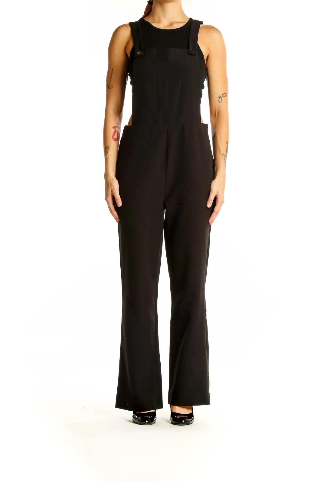 Black Sleeveless Wide-Leg Jumpsuit