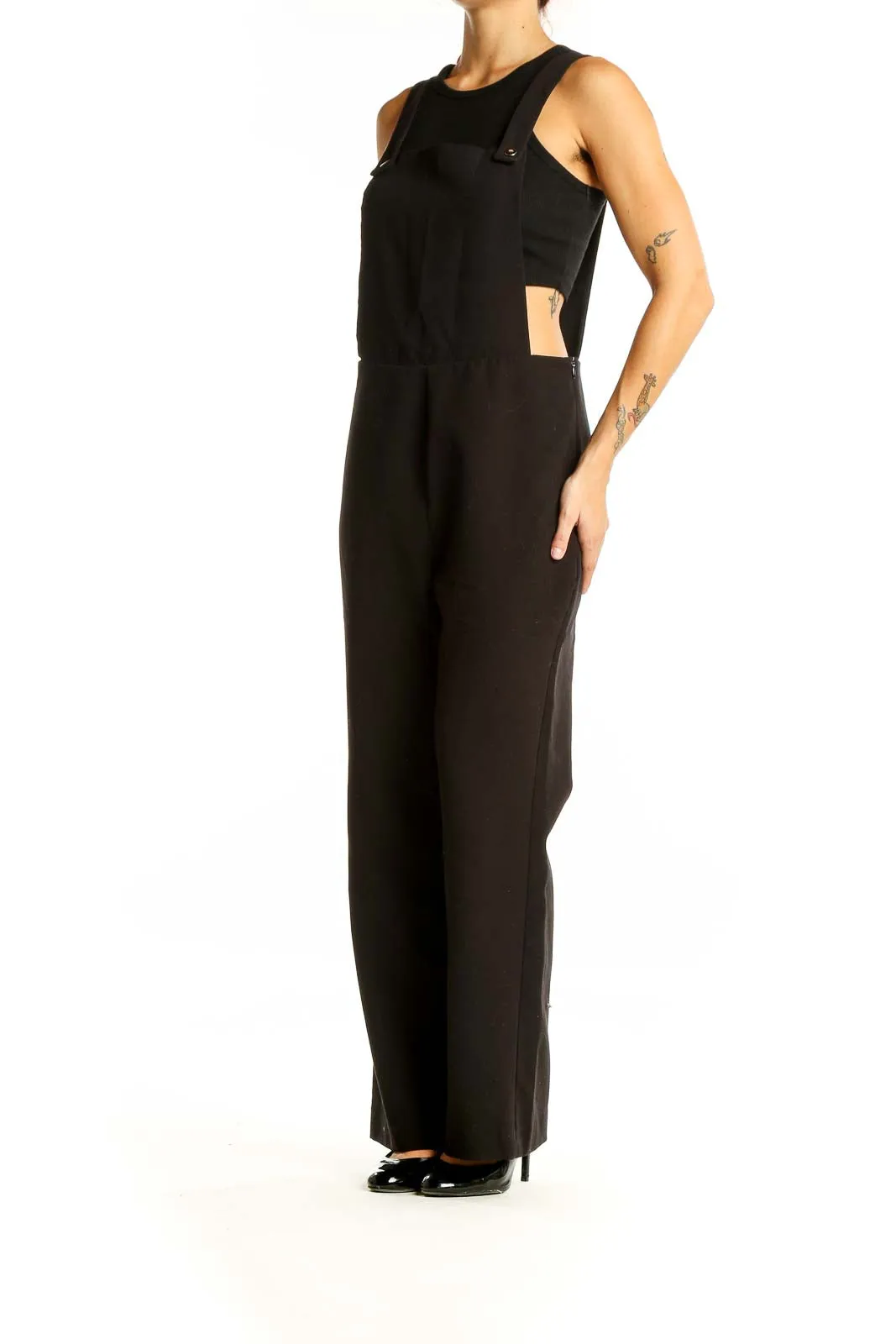 Black Sleeveless Wide-Leg Jumpsuit