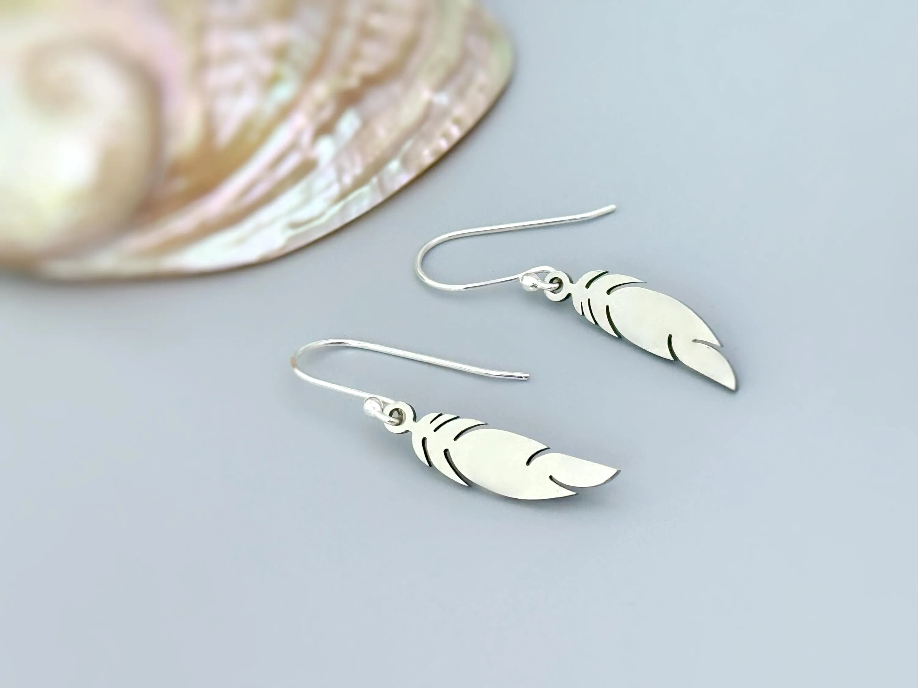 Boho Bird Feather Earrings dangle gold, silver