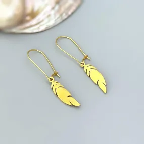 Boho Bird Feather Earrings dangle gold, silver