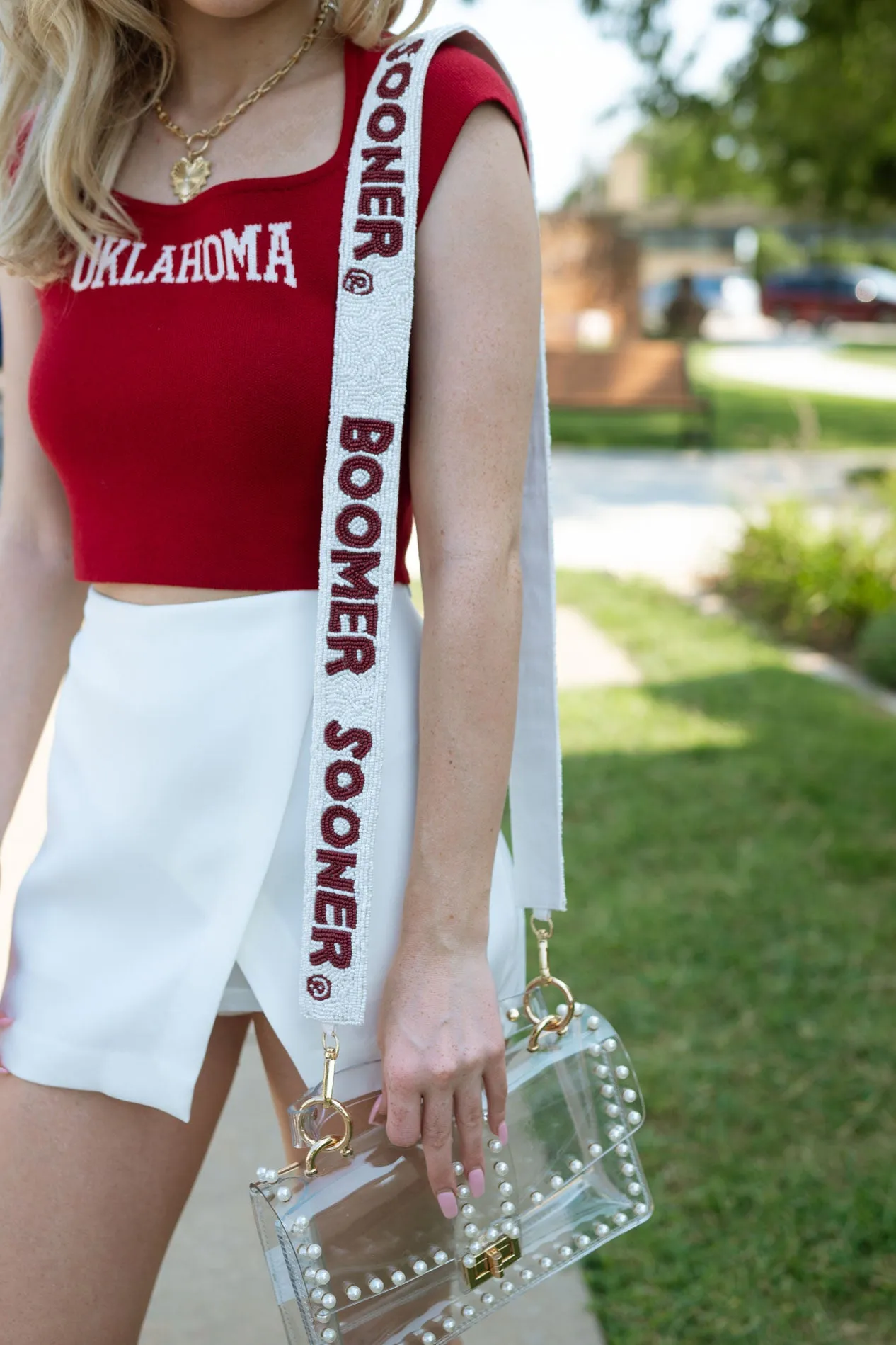 Boomer Sooner Beaded Strap - White