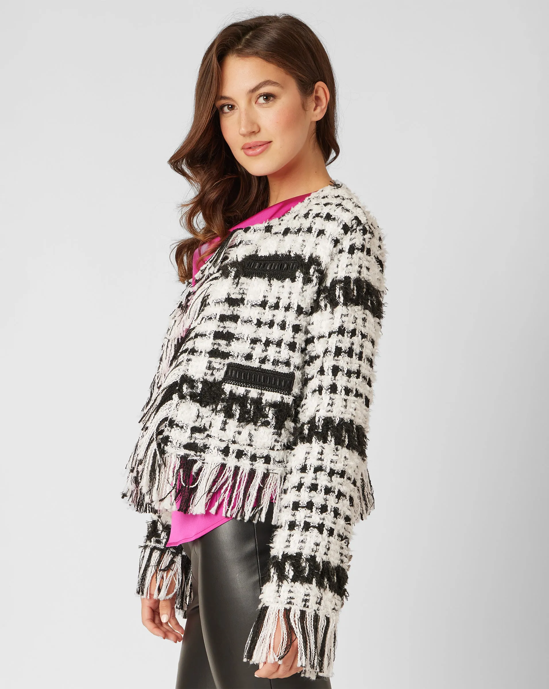 Boucle Tweed Fringe Jacket