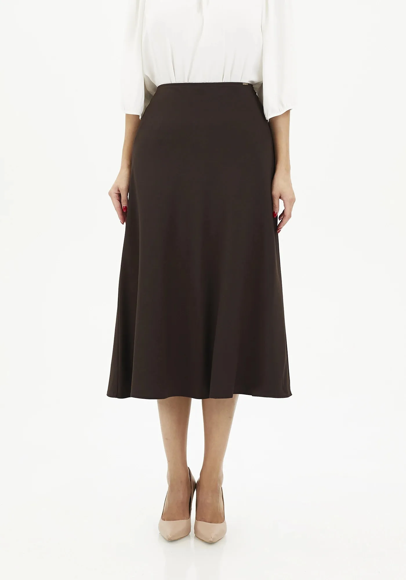 Brown A-Line Midi Skirts - G-Line