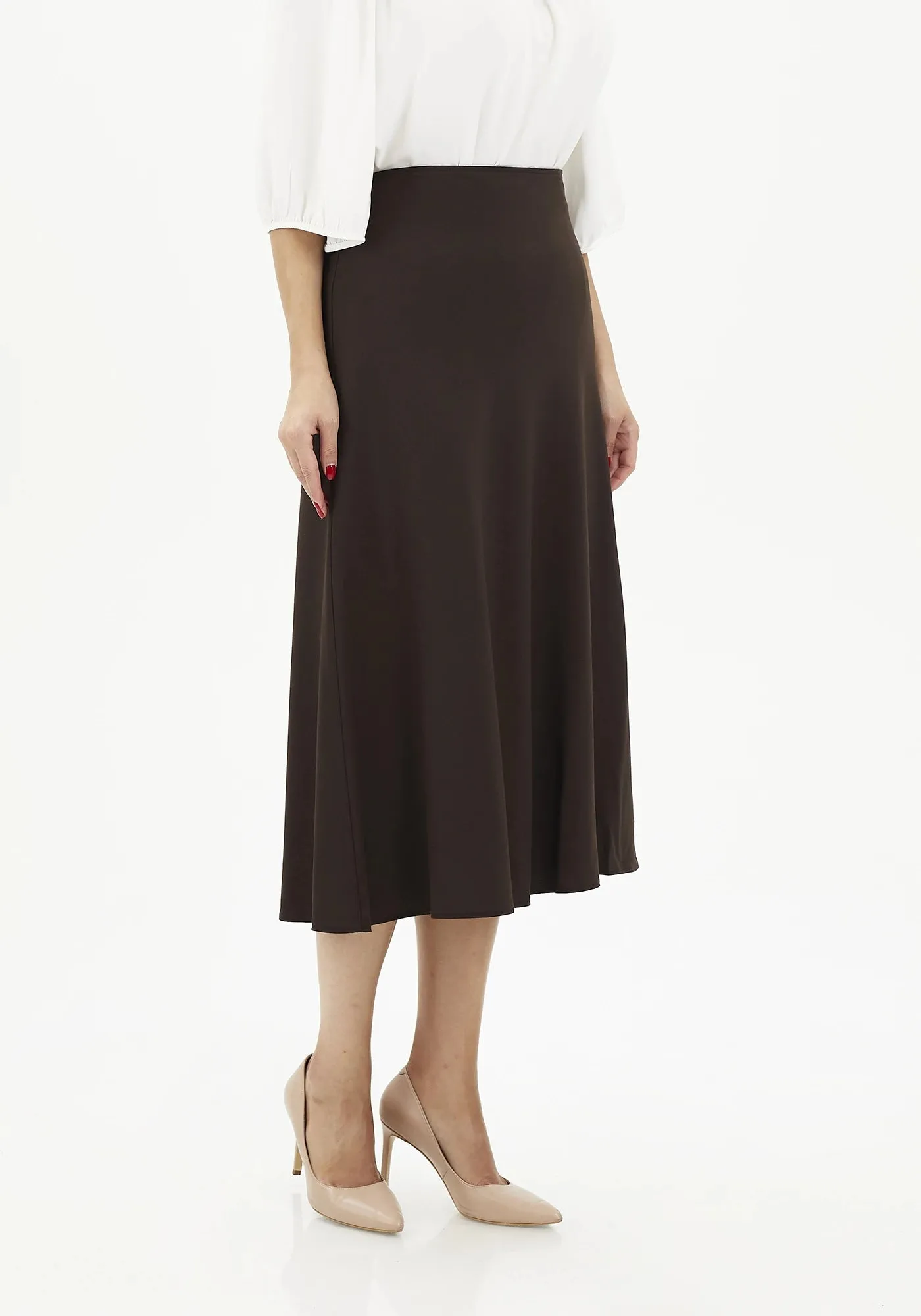 Brown A-Line Midi Skirts - G-Line