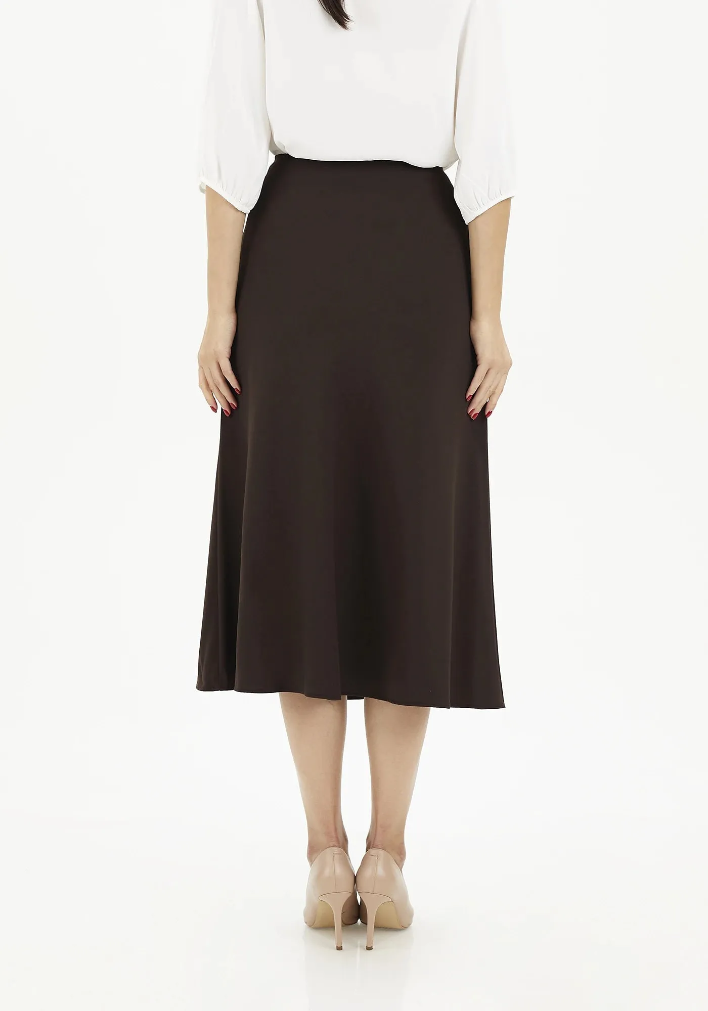 Brown A-Line Midi Skirts - G-Line