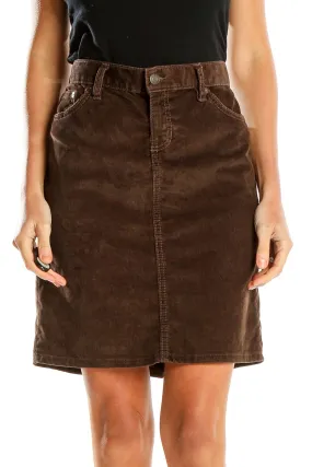 Brown Corduroy A-Line Skirt