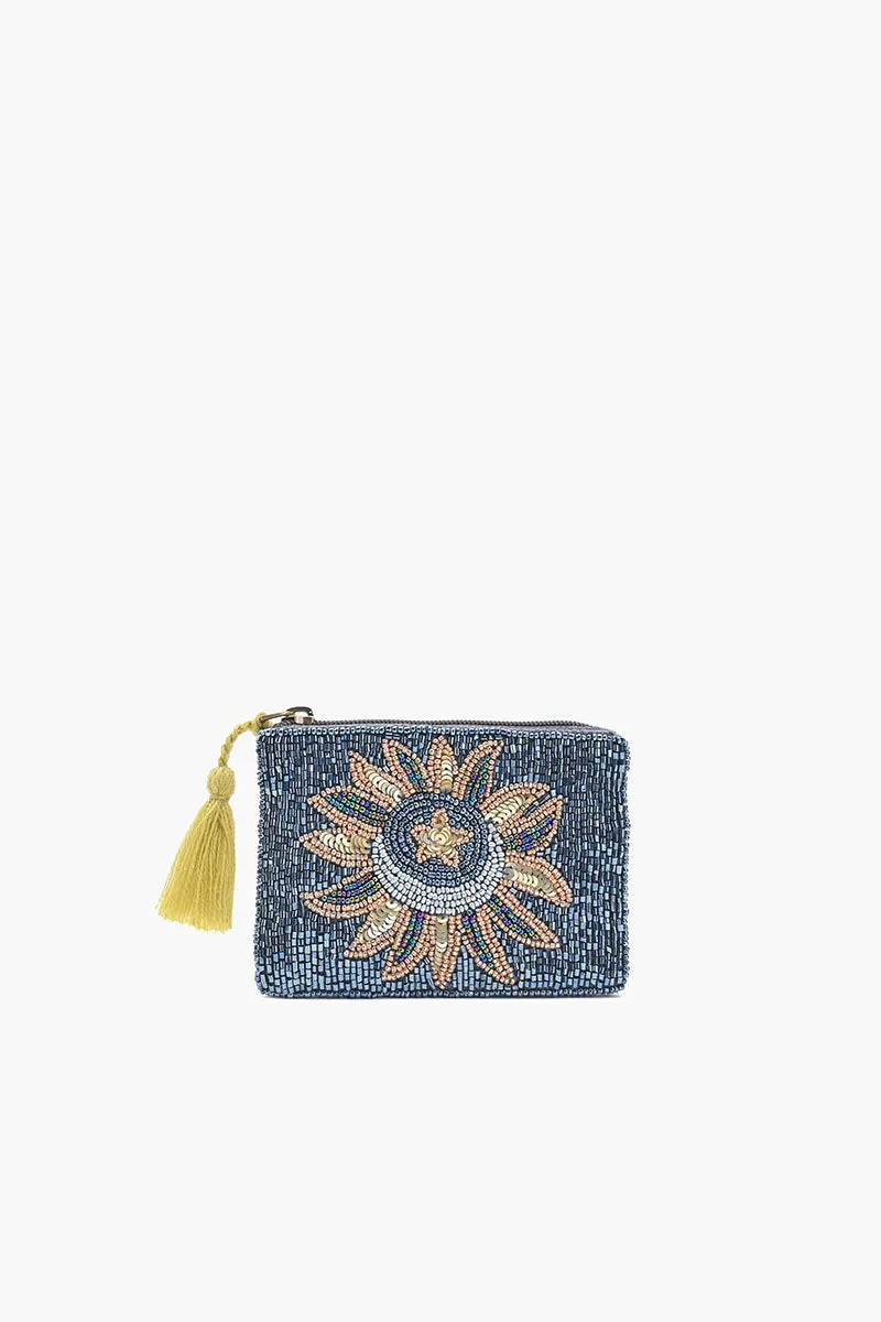 Celestial Sun & Moon Beaded Pouch