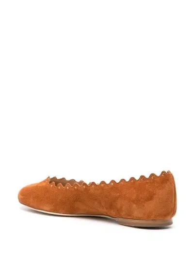 CHLOÉ LAUREN SCALLOPED SUEDE BALLERINA FLATS