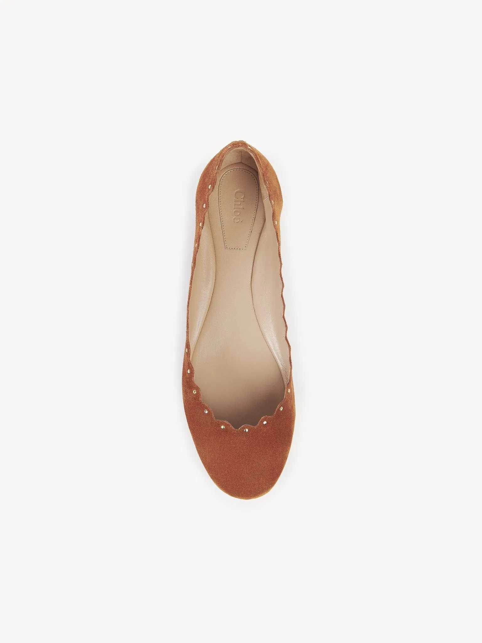 CHLOÉ LAUREN SCALLOPED SUEDE BALLERINA FLATS