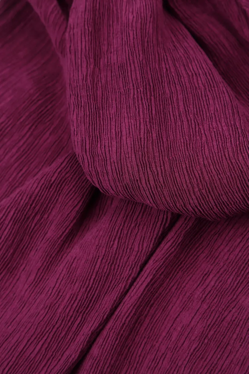 Crinkled Magenta Silk Viscose Maxi Skirt