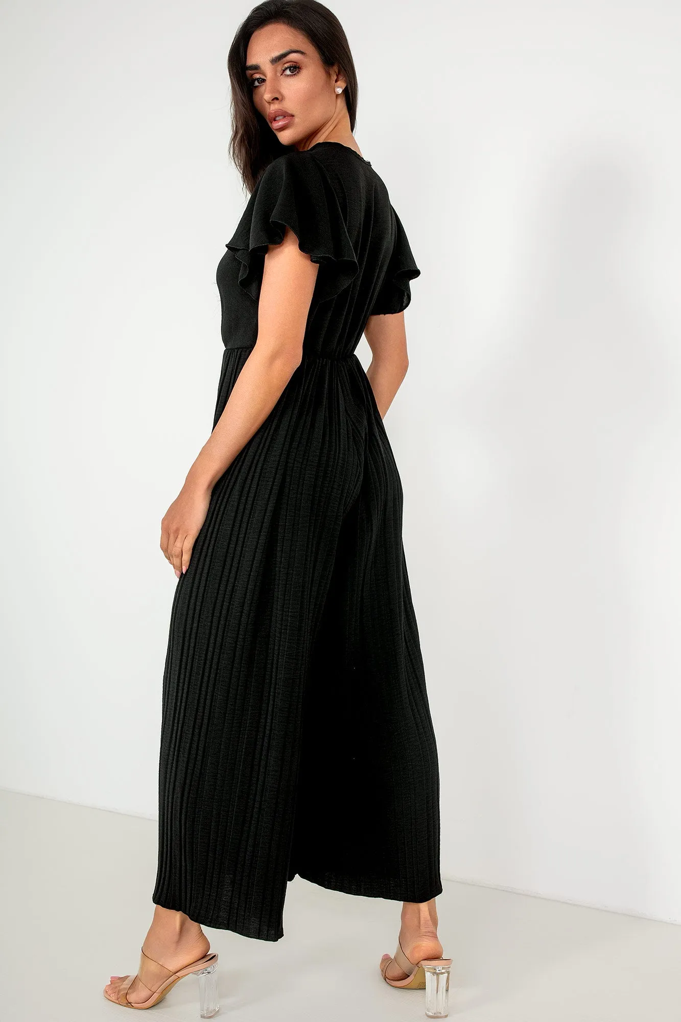 Dee Black Pleated Wide Leg Jumpsuit