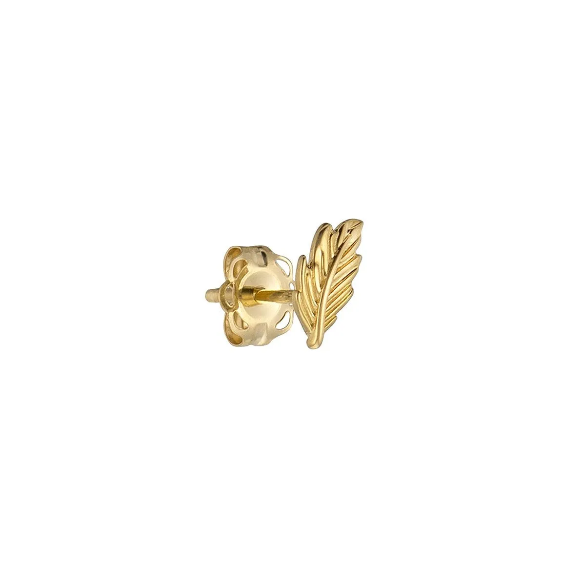 Delicate Feather Studs in 14K Gold