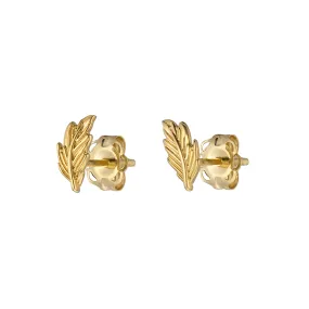 Delicate Feather Studs in 14K Gold