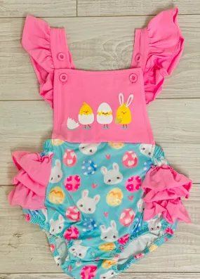 Easter Bunny & Friends Ruffled Infant Romper