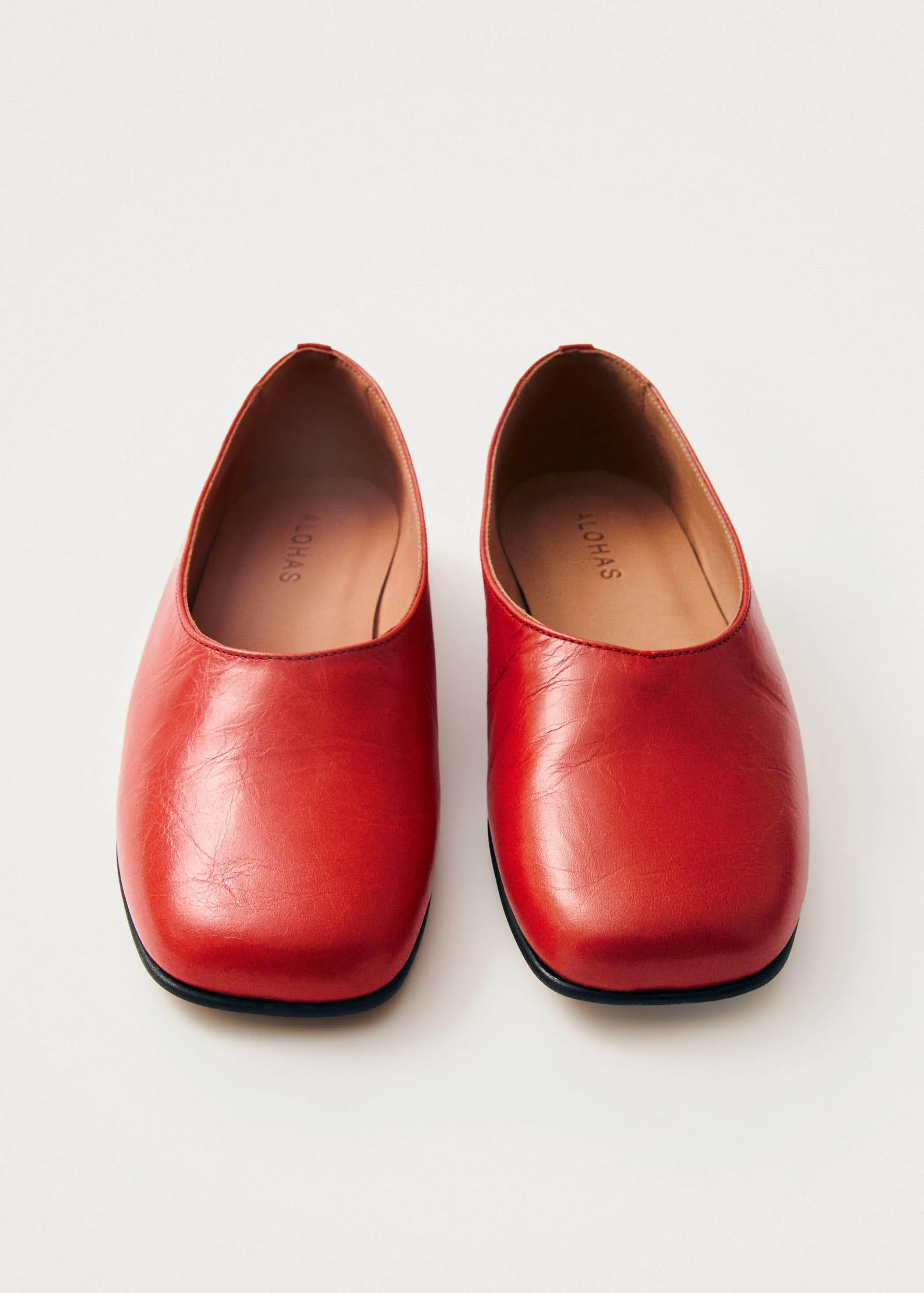 Edie Red Leather Ballet Flats