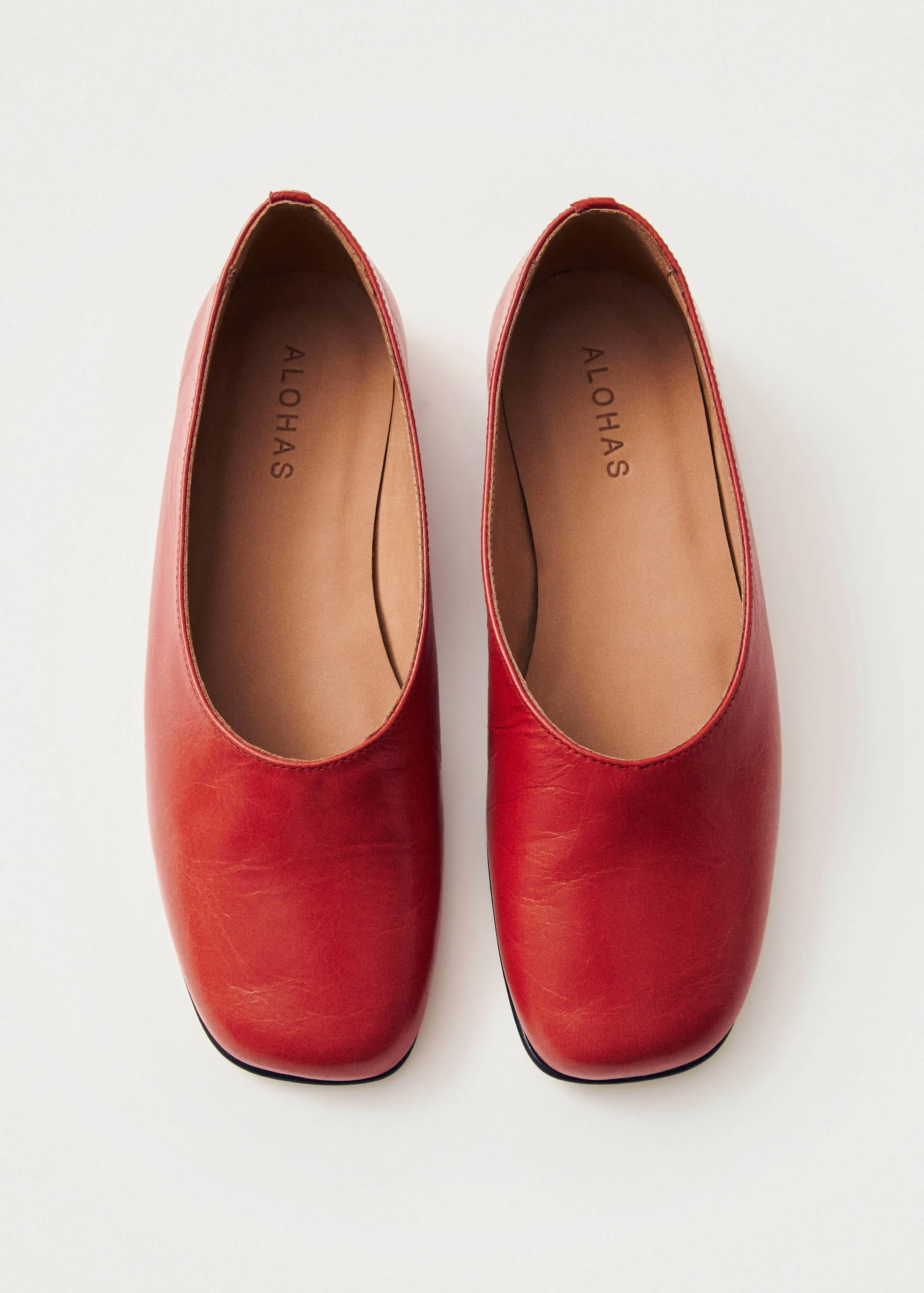 Edie Red Leather Ballet Flats