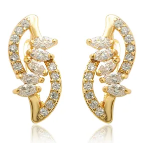 Elegant Fashion Brand Jewelry Gold Plated White Cubic Zircon Glittering Hoop Earrings for Women with Gift