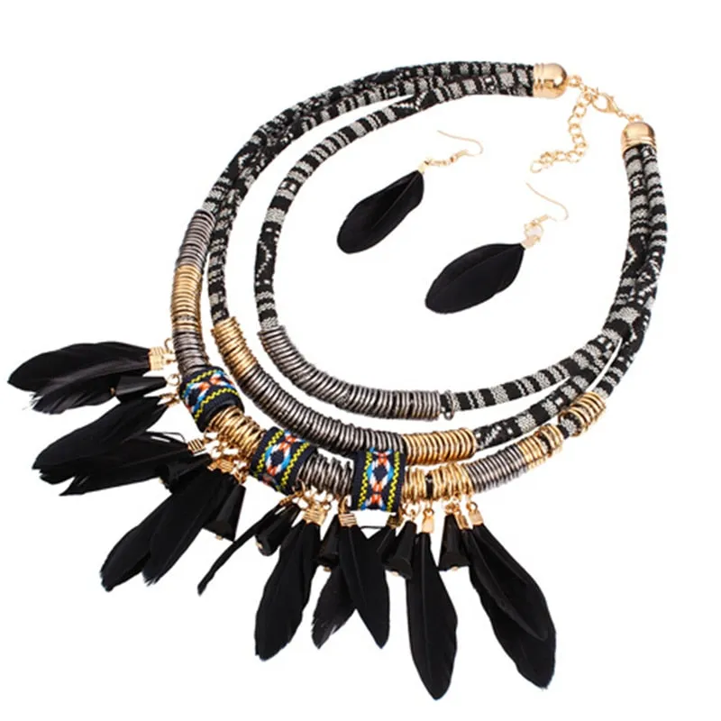 Exaggerated Feather Jewellery Set