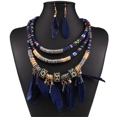 Exaggerated Feather Jewellery Set