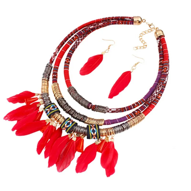 Exaggerated Feather Jewellery Set