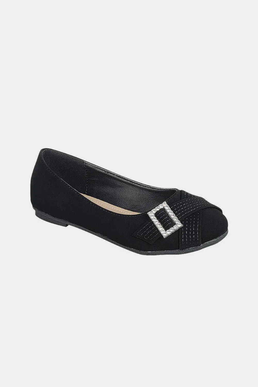 Forever Link Slip On Rhinestone Buckle Ballet Flats