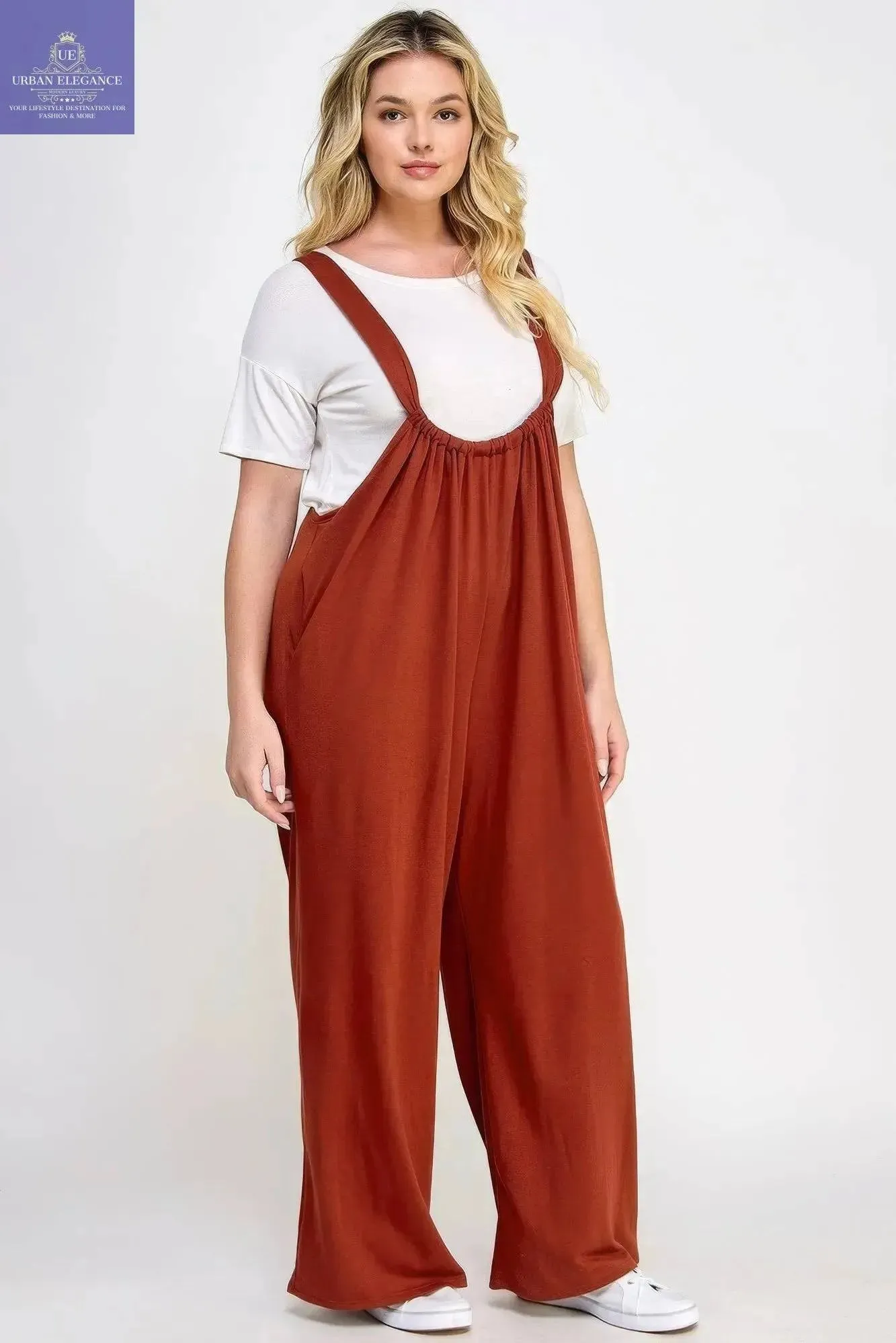 French Terry Wide Leg Jumpsuit Overalls