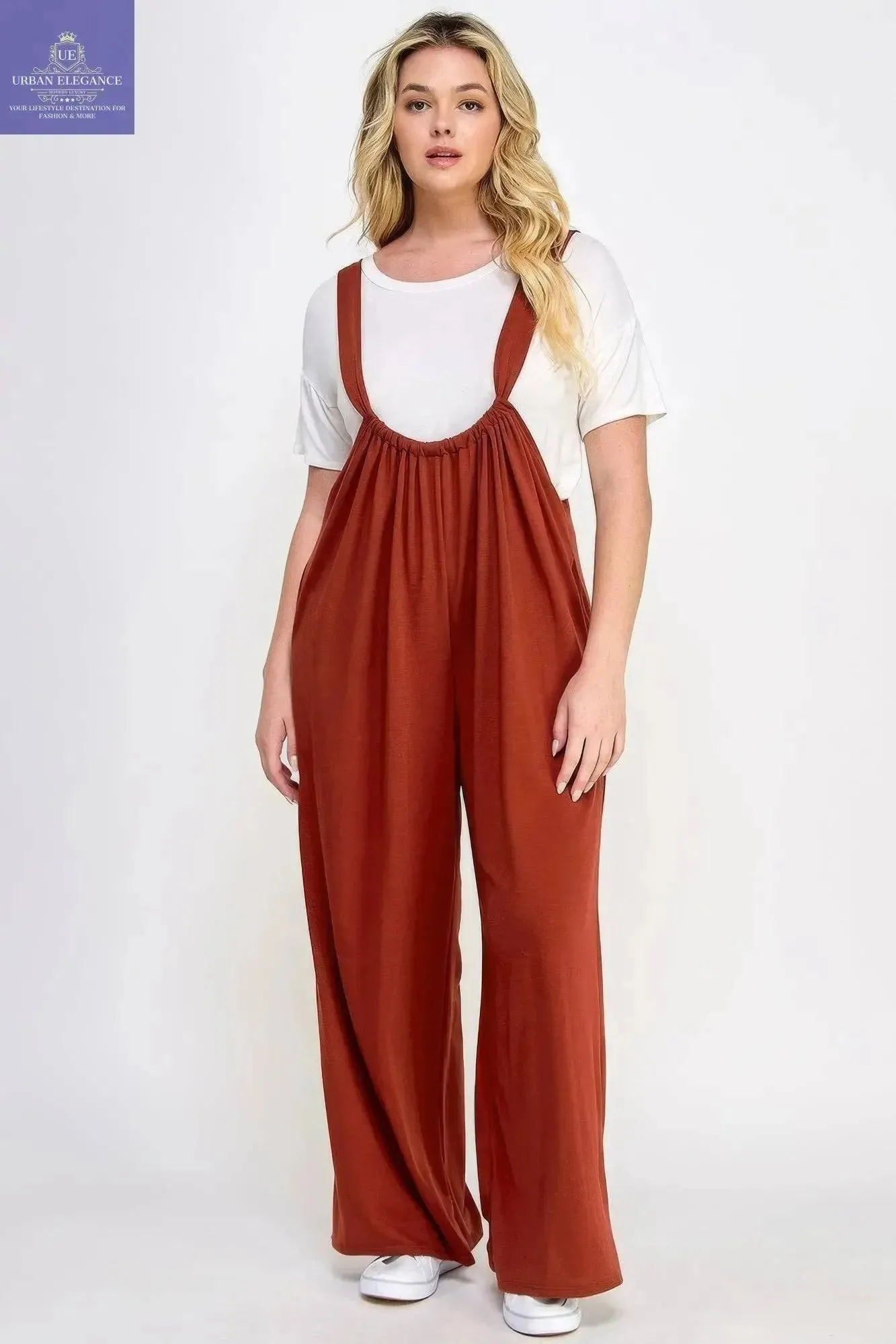 French Terry Wide Leg Jumpsuit Overalls