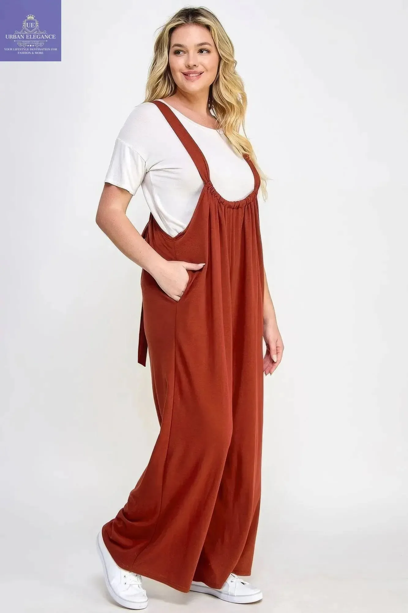 French Terry Wide Leg Jumpsuit Overalls